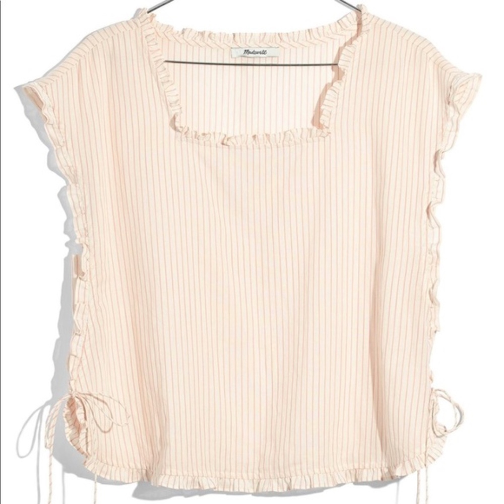 Striped Ruffle Side Tie Top